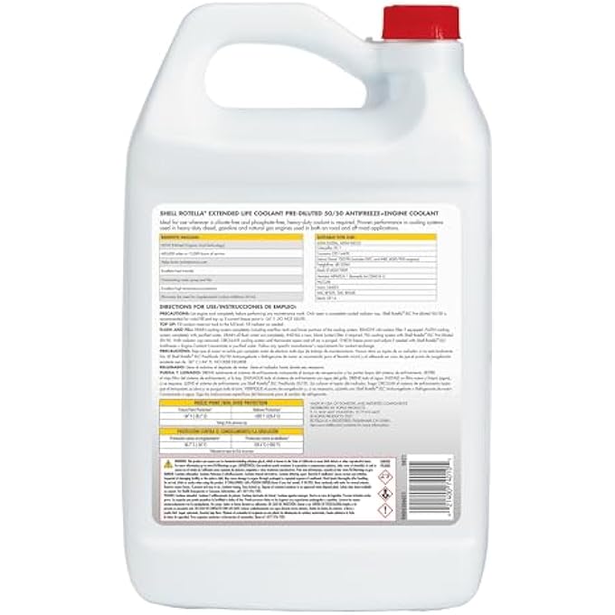 Shell Rotella زيت ELC المقاوم للتجمد + سائل التبريد، مخفف مسبقا 50/50 (جالون واحد، عبوة واحدة) - Image 2